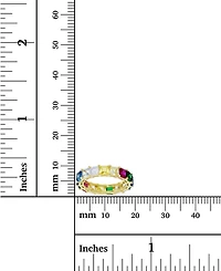 Rainbow Princess Cut Cubic Zirconia Eternity Band 14k Yellow Gold Plated Sterling Silver