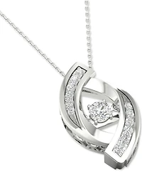Twinkling Diamond Star Diamond Swirl 18" Pendant Necklace (1/4 ct. t.w.) in 10k White Gold