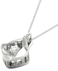 Twinkling Diamond Star Diamond Framed Solitaire 18" Pendant Necklace (1/5 ct. t.w.) in 10k White Gold