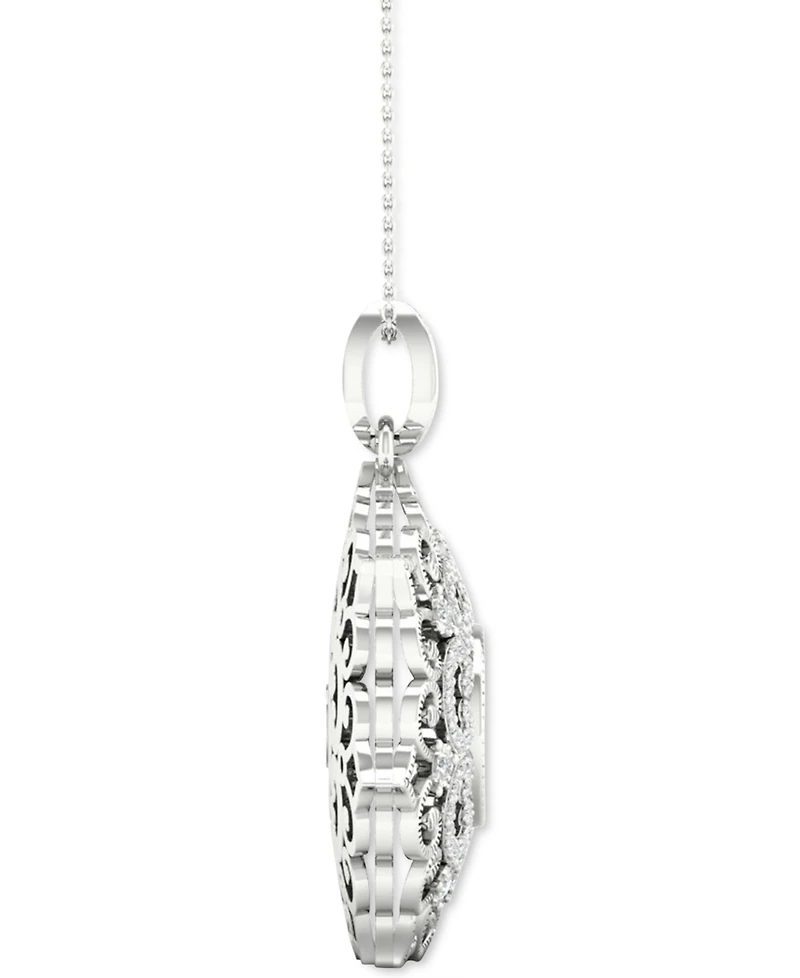 Twinkling Diamond Star Diamond Filigree 18" Pendant Necklace (1/3 ct. t.w.) in 10k White Gold