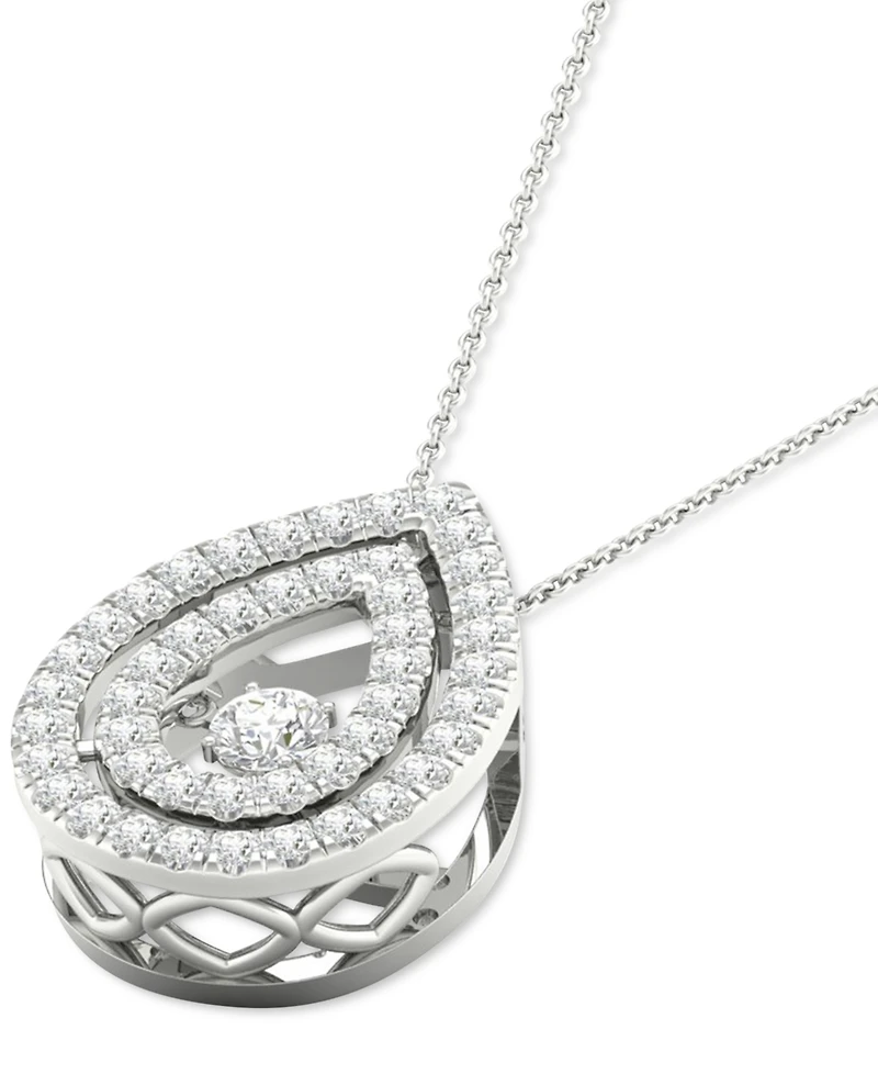Twinkling Diamond Star Diamond Double Teardrop Halo 18" Pendant Necklace (3/8 ct. t.w.) in 10k White Gold