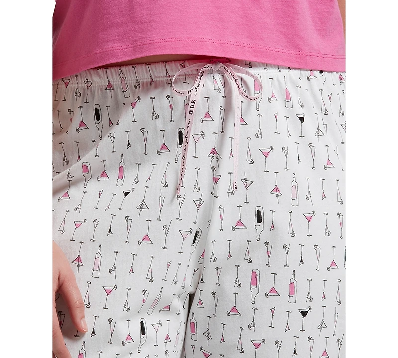 Hue Womens Plus Size Sleepwell Printed Knit Capri Pajama Pant made with Temperature Regulating Technology