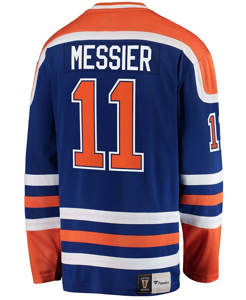 Fanatics Men's Mark Messier Blue Edmonton Oilers Premier Breakaway Retired Player Jersey