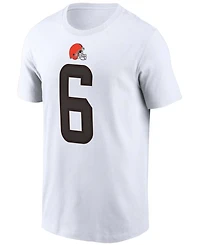 Men's Baker Mayfield White Cleveland Browns Name and Number T-shirt