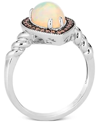 Le Vian Neopolitan Opal (7/8 ct. t.w.) & Chocolate Diamond (1/5 Halo Ring 14k White Gold