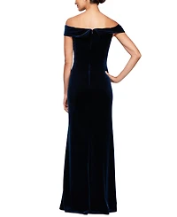 Alex Evenings Women's Velvet Off-The-Shoulder Evening Gown