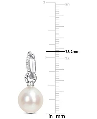 Cultured South Sea Pearl (12mm) & Diamond (1/10 ct. t.w.) Huggie Hoop Earrings in 14k White Gold