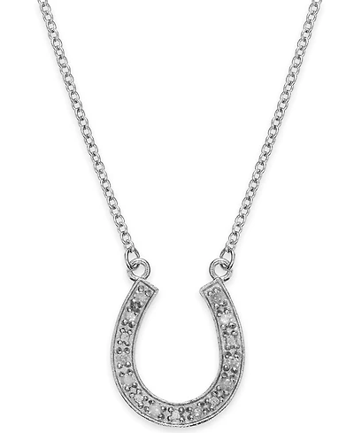 Diamond Horseshoe Pendant Necklace in Sterling Silver (1/10 ct. t.w.)