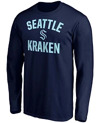 Men's Deep Sea Blue Seattle Kraken Big and Tall Victory Arch Long Sleeve T-shirt