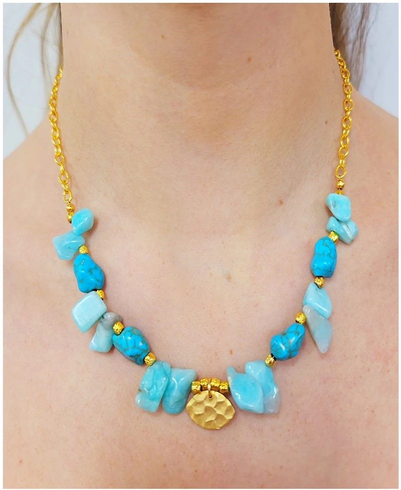 Women's Ain Necklace with Turquoise and Amazonite Stones