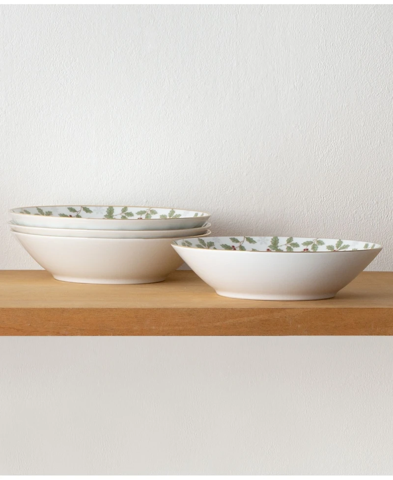 Holly Berry 7.5" 12 oz Soup Bowl, Set of 4