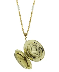 2028 14k Gold-tone Imitation Pearl Chain Locket