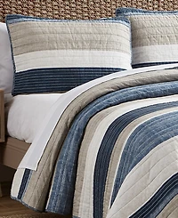 Nautica Ridgeport Blue Cotton Reversible Piece Quilt Set
