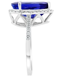 Effy Tanzanite (6 ct. t.w.) & Diamond (3/8 Halo Ring 14k White Gold