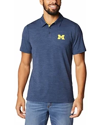 Men's Navy Michigan Wolverines Tech Trail Space Dye Omni-Shade Polo
