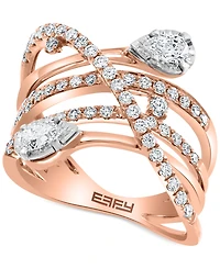 Effy Diamond Multirow Statement Ring (7/8 ct. t.w.) in 14k Rose and White Gold