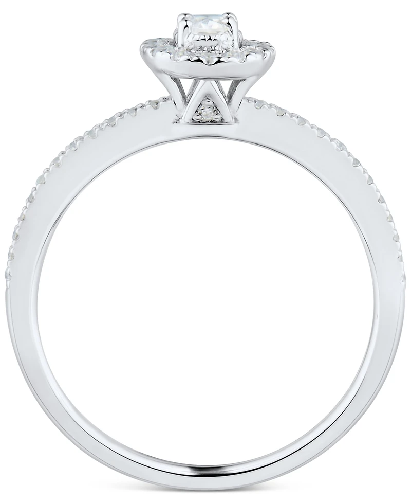 Diamond Oval-Cut Halo Engagement Ring (1/3 ct. t.w.) in 14k White Gold