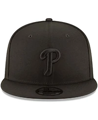 Men's Black Philadelphia Phillies Black on Black 9FIFTY Team Snapback Adjustable Hat
