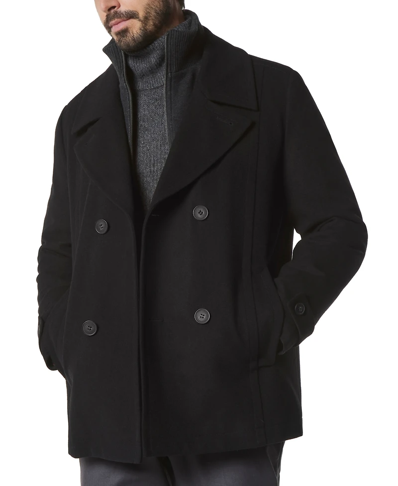 Marc New York Men's Danton Peacoat with Inset Bib