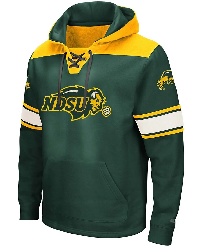 Men's Green Ndsu Bison 2.0 Lace-Up Logo Pullover Hoodie