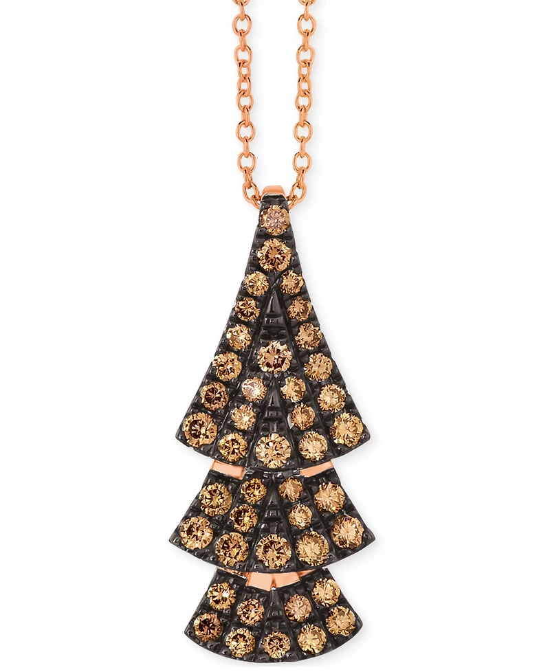 Le Vian Chocolate Diamond Tiered 18" Pendant Necklace (5/8 ct. t.w.) in 14k Rose Gold