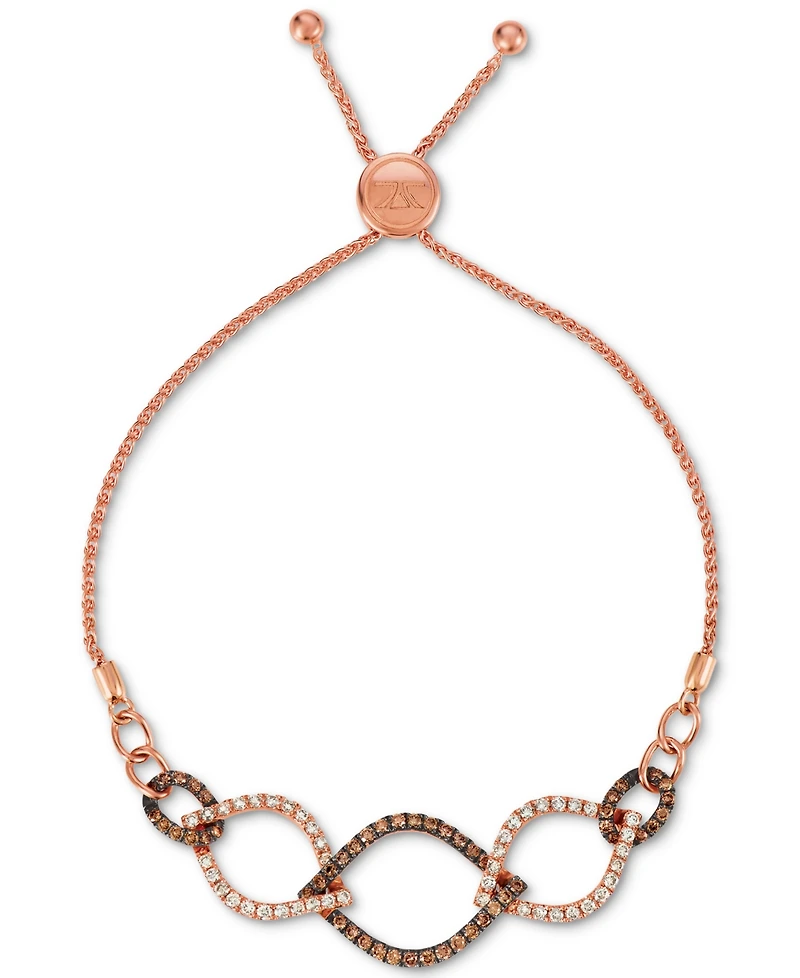 Le Vian Chocolate Diamond (3/4 ct. t.w.) & Nude Diamond (5/8 ct. t.w.) Bolo Bracelet in 14k Rose Gold
