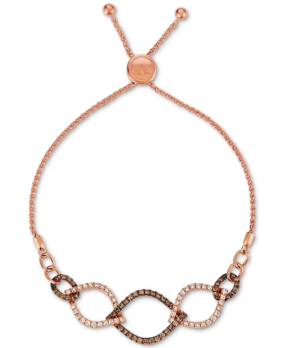 Le Vian Chocolate Diamond (3/4 ct. t.w.) & Nude Diamond (5/8 ct. t.w.) Bolo Bracelet in 14k Rose Gold