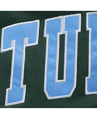 Men's Green Tulane Wave Arch Logo Tackle Twill Pullover Sweatshirt