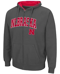 Men's Charcoal Nebraska Huskers Arch Logo 3.0 Full-Zip Hoodie