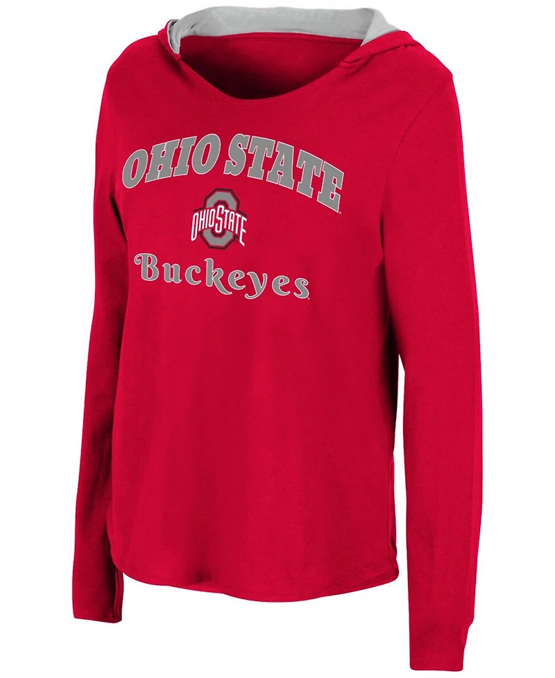 Women's Scarlet Ohio State Buckeyes Catalina Hoodie Long Sleeve T-shirt
