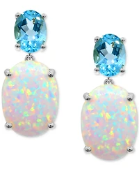 Lab-Grown Opal (4-1/4 ct. t.w.) & Sky Blue Topaz (2-3/4 ct. t.w.) Drop Earrings in Sterling Silver