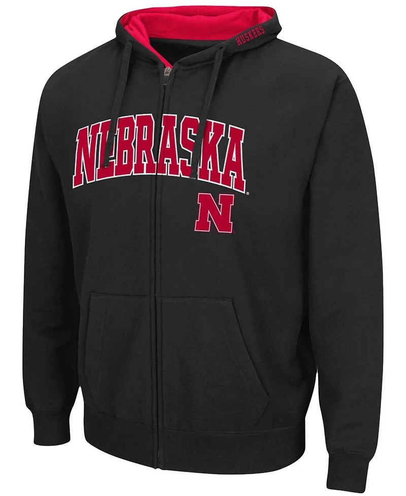Men's Black Nebraska Huskers Arch Logo 3.0 Full-Zip Hoodie