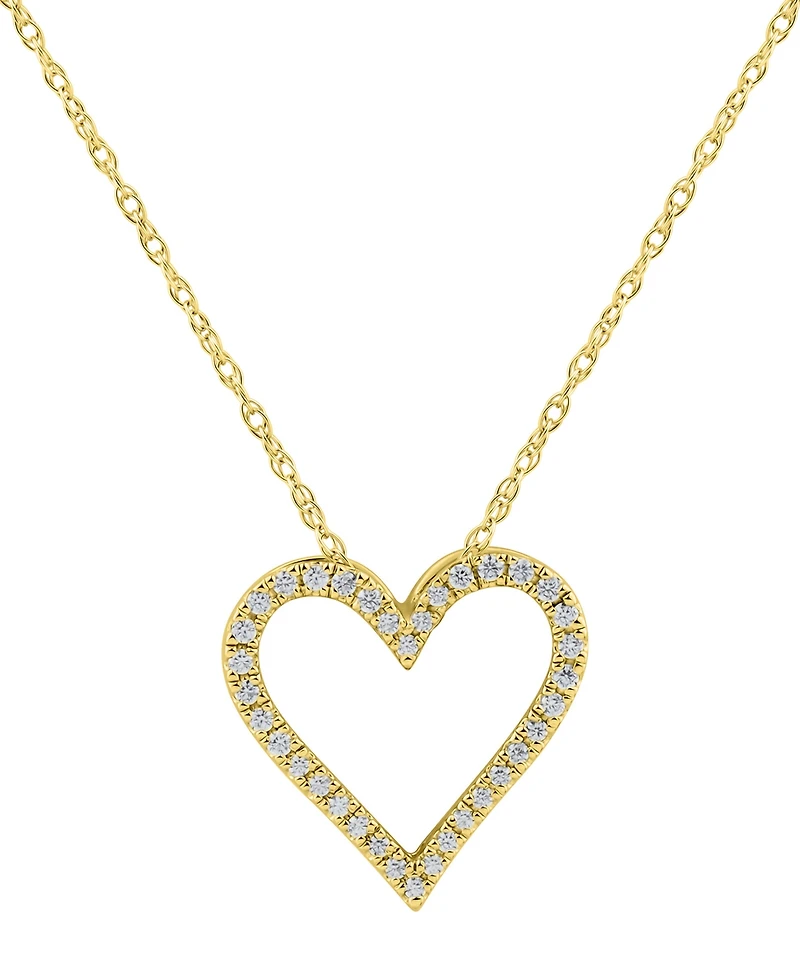 Diamond Heart 18" Pendant Necklace (1/10 ct. t.w.) in Sterling silver or 14k Gold-Plated sterling Silver