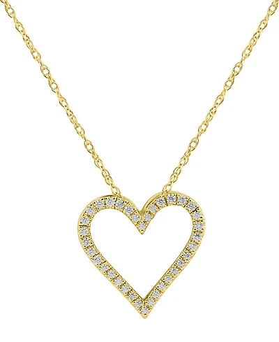 Diamond Heart 18" Pendant Necklace (1/10 ct. t.w.) in Sterling silver or 14k Gold-Plated sterling Silver
