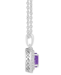 Rhodolite Garnet (1-5/8 ct. t.w.) & White Topaz (3/8 Halo 18" Pendant Necklace Sterling Silver (Also Citrine, Blue Topaz, Amethyst,