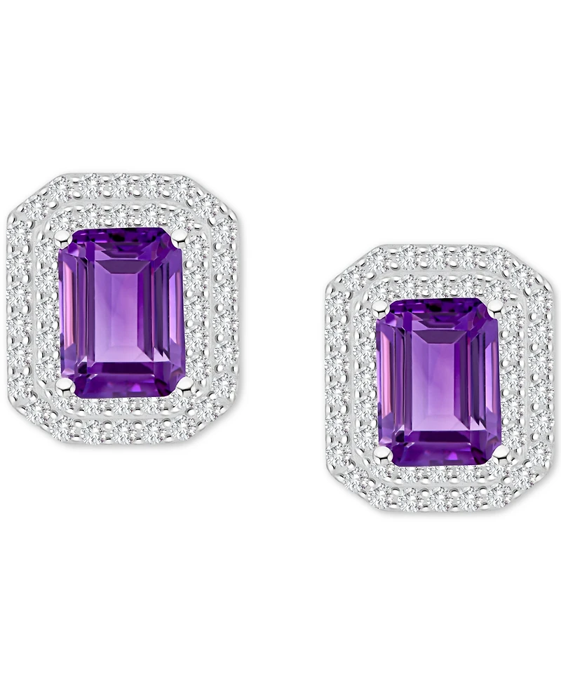 Rhodolite Garnet (3-7/8 ct. t.w.) & White Topaz (7/8 Stud Earrings Sterling Silver (Also Citrine, Peridot, Amethyst, Blue Topaz)