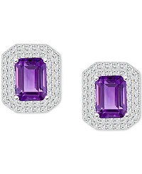 Rhodolite Garnet (3-7/8 ct. t.w.) & White Topaz (7/8 Stud Earrings Sterling Silver (Also Citrine, Peridot, Amethyst, Blue Topaz)