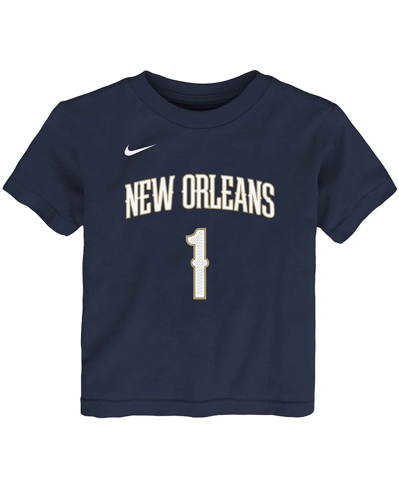 Toddler Girls and Boys Zion Williamson Navy New Orleans Pelicans Logo Name Number T-shirt