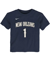 Toddler Girls and Boys Zion Williamson Navy New Orleans Pelicans Logo Name Number T-shirt