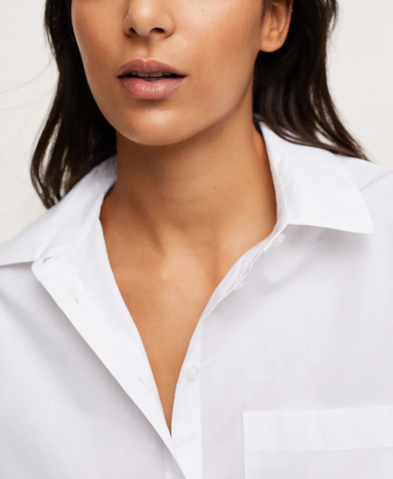 Mango Women's Chest-Pocket Cotton Shirt