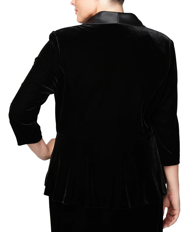 Alex Evenings Plus Velvet Satin-Lapel Formal Jacket