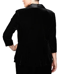 Alex Evenings Plus Velvet Satin-Lapel Formal Jacket