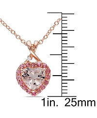 Morganite (1-1/10 ct. t.w.), Pink Tourmaline (1/5 ct. t.w.) & Diamond Accent Heart 18" Pendant Necklace in 18k Rose Gold-Plated Sterling Silver