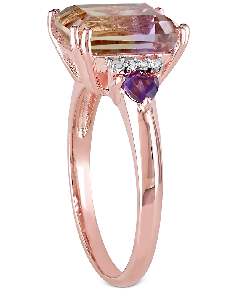 Ametrine (3-1/4 ct. t.w.), Amethyst (1/5 t.w.) & Diamond (1/20 Statement Ring Rose Gold-Plated Sterling Silver