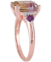 Ametrine (3-1/4 ct. t.w.), Amethyst (1/5 t.w.) & Diamond (1/20 Statement Ring Rose Gold-Plated Sterling Silver