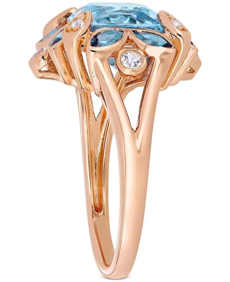 Blue Topaz (4-1/2 ct. t.w.) & White (1/5 Ring 18k Rose Gold-Plated Sterling Silver
