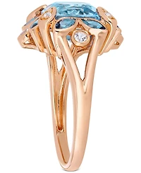 Blue Topaz (4-1/2 ct. t.w.) & White (1/5 Ring 18k Rose Gold-Plated Sterling Silver