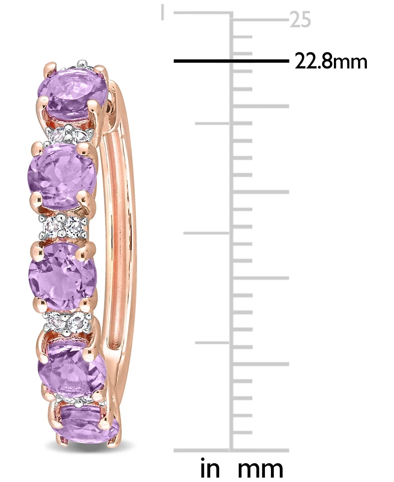 Peridot (3-3/4 ct. t.w.) & White Topaz (1/4 Small Hoop Earrings 18k Rose Gold-Plated Sterling Silver, 0.89" (Also available Amethyst