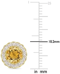 Citrine (1-1/2 ct. t.w.) & Diamond (1/10 ct. t.w.) Halo Stud Earrings in 18k Gold-Plated Sterling Silver