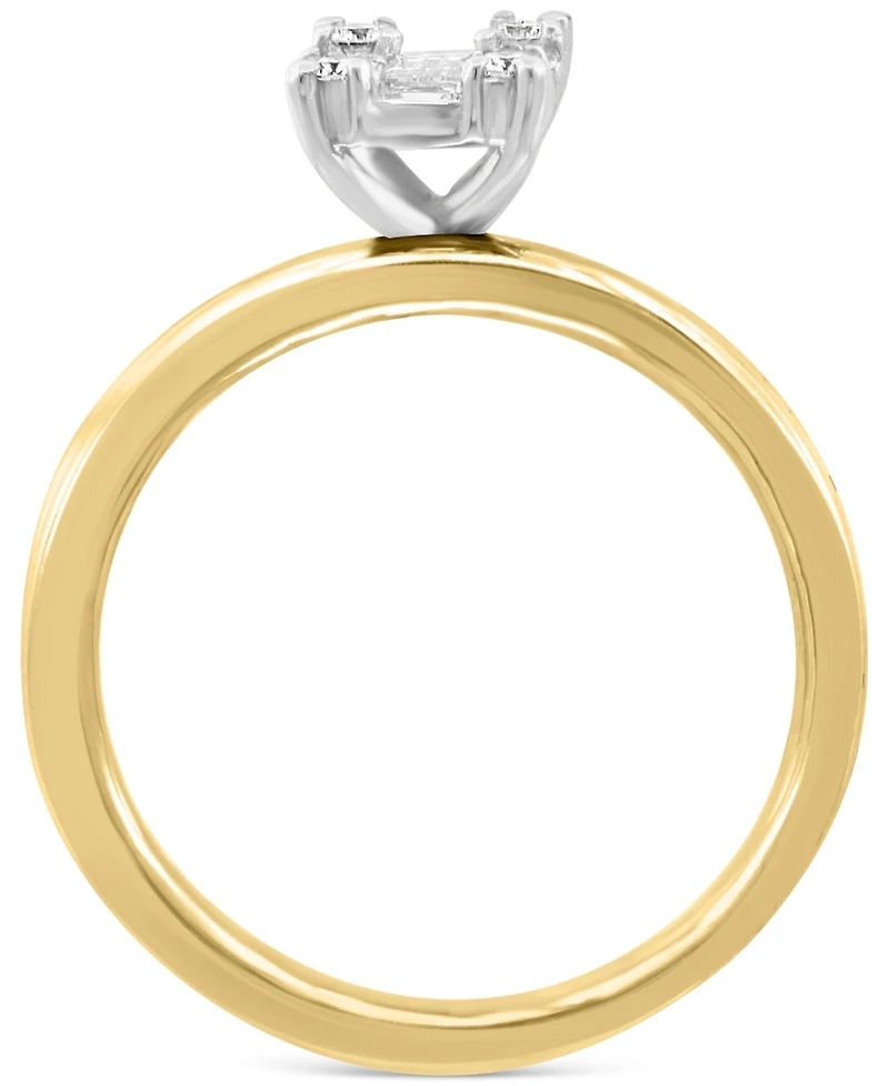 Effy Diamond Baguette Cluster Bridal Set (3/8 ct. t.w.) in 14k White Gold and 14k Gold & White Gold